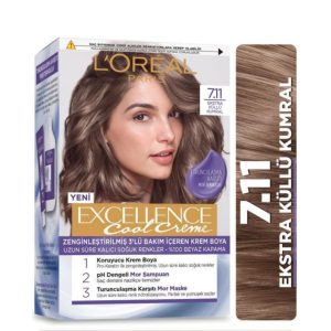 کیت رنگ مو لورآل سری Cool Creme شماره 7.11 پایه رنگ کاراملی دودی 260 گرم