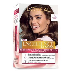 کیت رنگ مو لورآل شماره 5 سری EXCELLENCE پایه رنگ قهوه ای 260 گرم