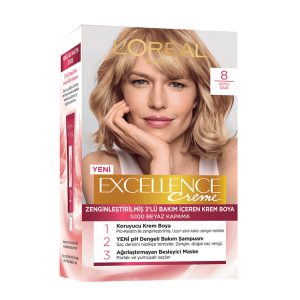 کیت رنگ مو لورآل شماره 8 سری EXCELLENCE بلوند تیره 260 گرم