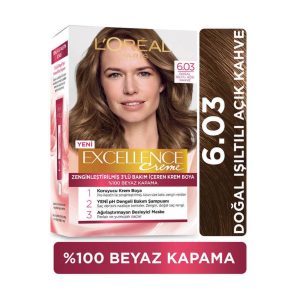 کیت رنگ مو لورآل قهوه ای روشن سری EXCELLENCE شماره 6.03 260 گرم
