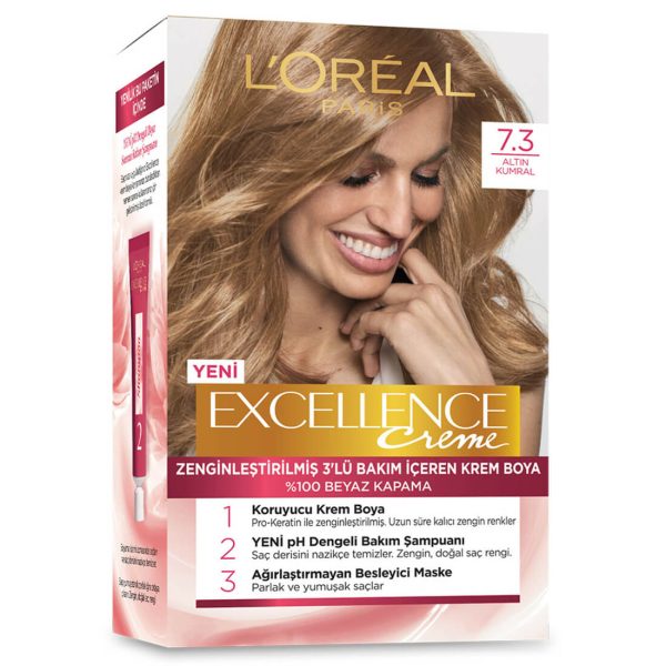 کیت رنگ مو لورآل سری EXCELLENCE شماره 7.3 بلوند تیره 260 گرم
