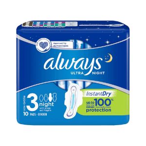 نوار بهداشتی بالدار آلویز ALWAYS مدل Ultra Night سایز 3 بسته 10 عدد