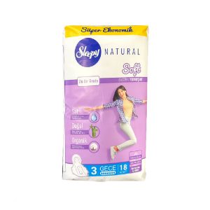 نوار بهداشتی مخصوص شب اسلیپی مدل Natural سایز 3 بسته 18 عدد